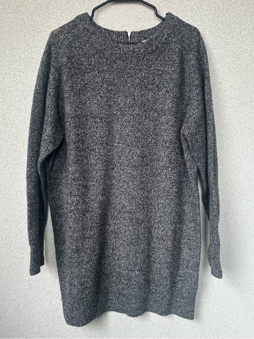 Wood Wood Grey Marled Knit Sweater Dress Tunic Size Large, 100% Merino Wool